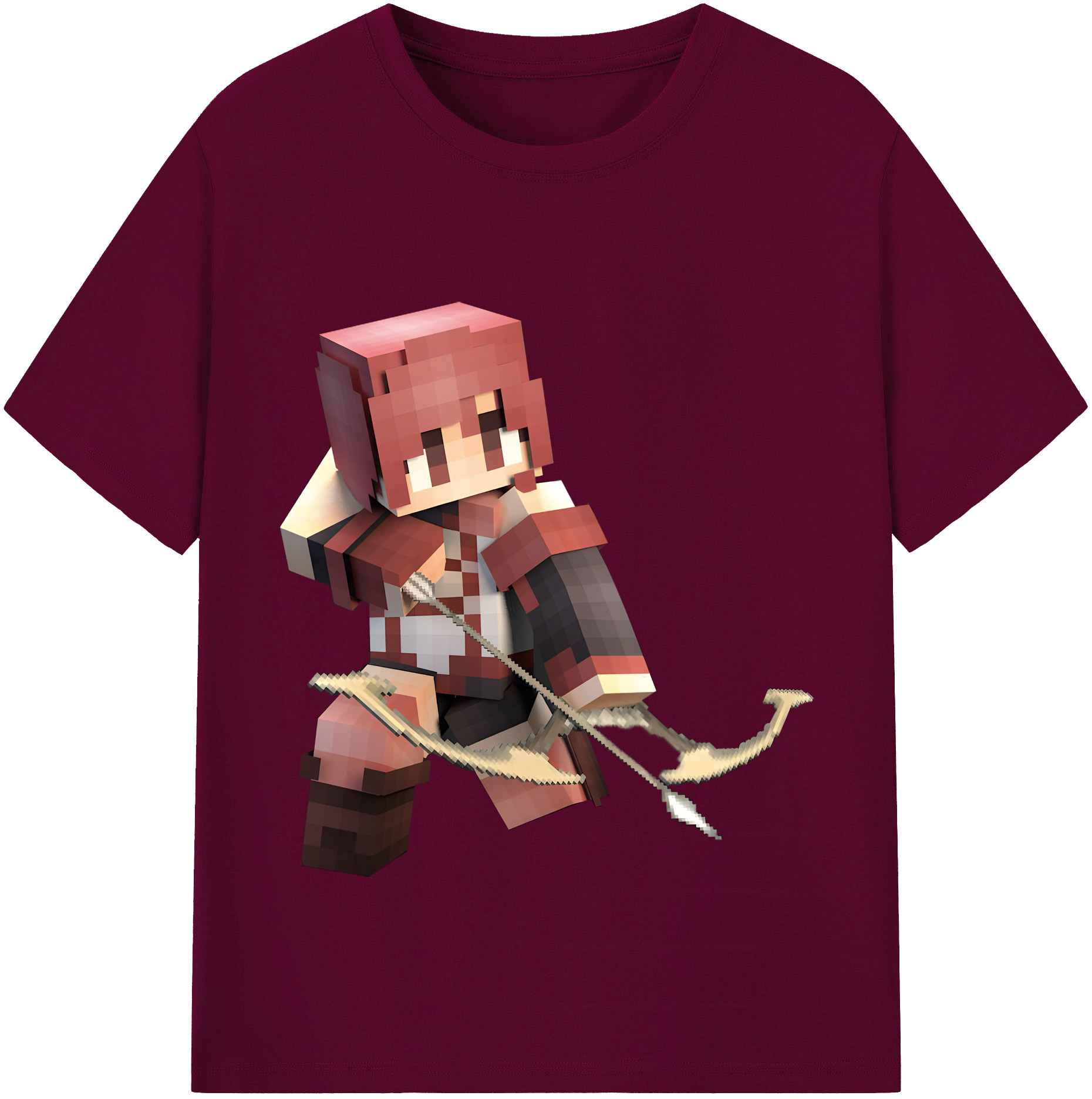 （画像用） マインクラフト ブロックの世界 Minecraft MC Block world レディースカジュアルプリントTシャツ（綿100％）
